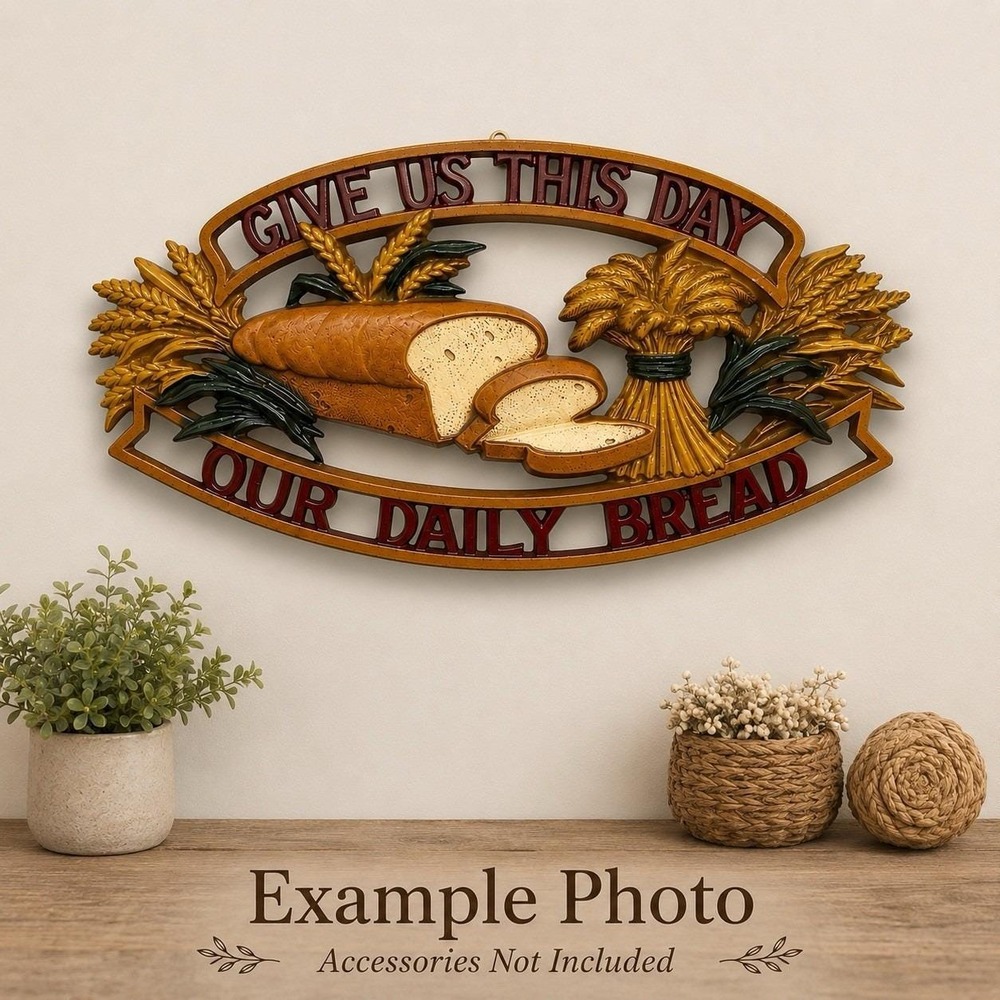 Vintage Sexton Metal Wall Plaque Give Us This Day Our Daily Bread Kitchen Decor